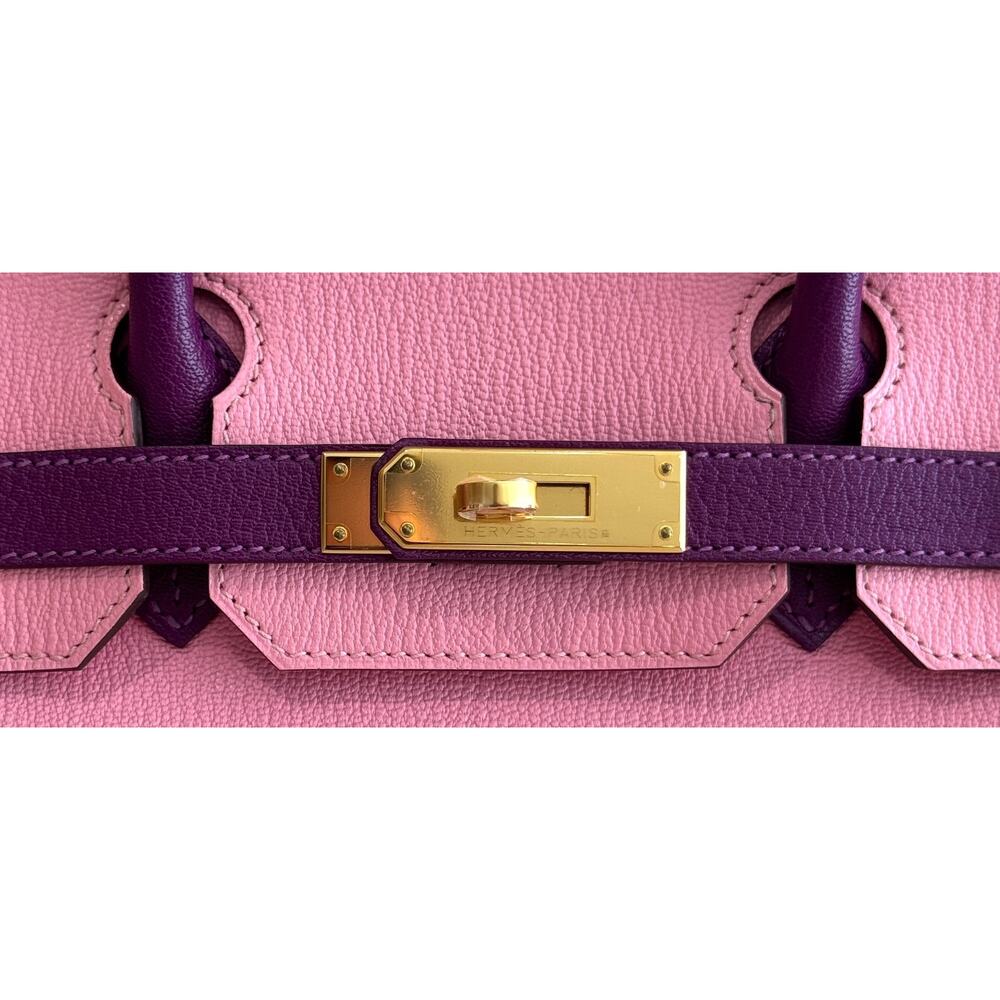 Hermes Birkin 30 Special Order Bubblegum Pink Anemone Purple Chevre Gold HWR - Picture 5 of 11